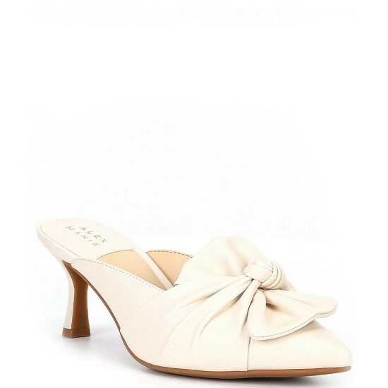 Best Pirce ⌛ Alex Marie Audrene Leather Point Toe Bow Mules Cloud White ???? 1 Best Pirce ⌛ Alex Marie Audrene Leather Point Toe Bow Mules Cloud White ????