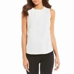 Budget ???? Alex Marie Evelyn Round Neck Sleeveless Woven Top White ❤️