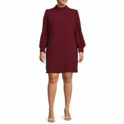 Hot Sale ⌛ Alex Marie Plus Size Heidi Cowl Neck Long Sleeve Social ???? Dress Burgundy ????
