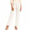 New ???? Alex Marie Roselyn Straight Leg Tie Sash Waist Mid Rise Stretch Linen Pants Sandstone Tan ????