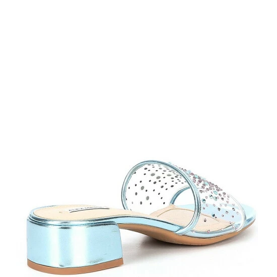 Best Pirce ???? Alex Marie Caralyn Clear Rhinestone Metallic Block Heel ???? Sandals Clear/blue Glass ???? 2 Best Pirce ???? Alex Marie Caralyn Clear Rhinestone Metallic Block Heel ???? Sandals Clear/blue Glass ???? - Image 2