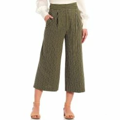 Top 10 ???? Alex Marie Delia Stripe Novelty Wide Leg Crop Pants Loden/ivory ✔️
