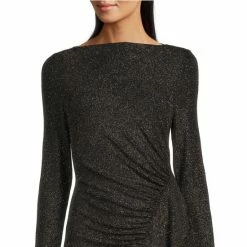 Discount ???? Alex Marie Hazel Metallic Boat Neck Long Sleeve ???? Dress Black/gold ???? -Alex Marie shop unnamed file 119