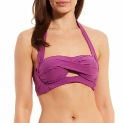 Best reviews of ???? Alex Marie Solid Cutout Twist Halter Swim Top Grapevine ????