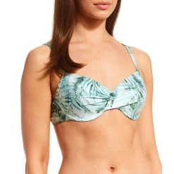 Wholesale ❤️ Alex Marie Tropicali Print Twist Underwire Molded Bra Swim Top Aqua ????