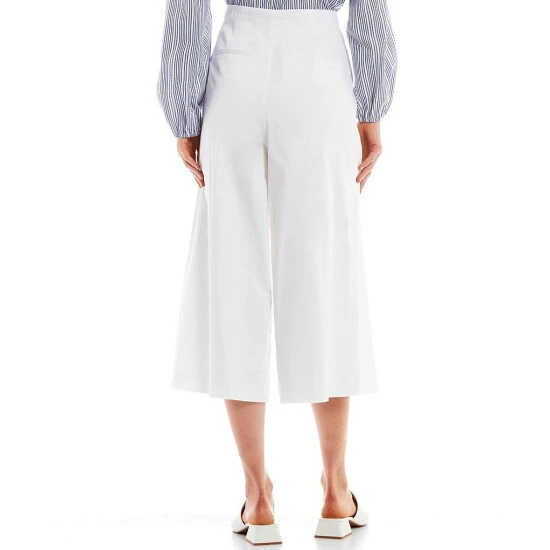 Buy ???? Alex Marie Mya Tie Waist Cotton Sateen Pleated High Rise Wide Leg Capri Pants White ✔️ 2 Buy ???? Alex Marie Mya Tie Waist Cotton Sateen Pleated High Rise Wide Leg Capri Pants White ✔️ - Image 2