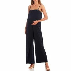 Coupon ???? Alex Marie Isla Crepe Square Neck Sleeveless Maternity Jumpsuit Navy ✨