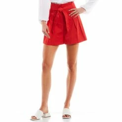 Flash Sale ✨ Alex Marie Rea Tie Cotton Sateen Mid Rise Shorts White ❤️