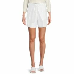 Flash Sale ✨ Alex Marie Rea Tie Cotton Sateen Mid Rise Shorts White ❤️ -Alex Marie shop unnamed file 1229