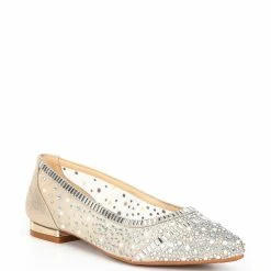 New ✔️ Alex Marie Luciela Rhinestone & Pearl Embellished Flats Silver ????