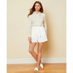 Flash Sale ✨ Alex Marie Rea Tie Cotton Sateen Mid Rise Shorts White ❤️ -Alex Marie shop unnamed file 1232