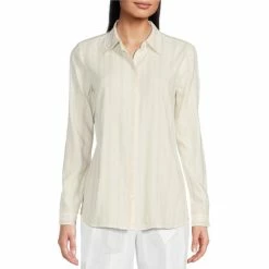 Flash Sale ???? Alex Marie Stripe Long Sleeve Point Collar Button Front Pippa Blouse Khaki/ivory ❤️