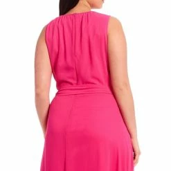 Brand new ???? Alex Marie Plus Size Colette Chiffon Sleeveless Crew Keyhole Neck Belt Sash Gown Pop Pink ✔️ -Alex Marie shop unnamed file 1248
