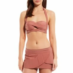 Hot Sale ???? Alex Marie Solid Cutout Twist Halter Swim Top Rouge ???? -Alex Marie shop unnamed file 1251