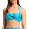 Best deal ???? Alex Marie Solid Satin Cut Out Twist Halter Swim Top Blue ????