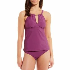 Flash Sale ⌛ Alex Marie Solid High Neck Tankini Swim Top Grapevine ???? -Alex Marie shop unnamed file 1257