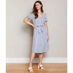 Coupon ⌛ Alex Marie Logan Stripe Square Neck Short Sleeve Tie Waist Midi ???? Dress Blue/white ⌛ -Alex Marie shop unnamed file 1263