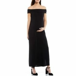 Wholesale ???? Alex Marie Maternity Gwen Off-the-Shoulder Cap Sleeve Sheath Maxi ???? Dress Black ????