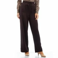 Discount ⭐ Alex Marie Michelle Satin Wide Leg Drawstring Elastic High Waisted Pants Espresso ????