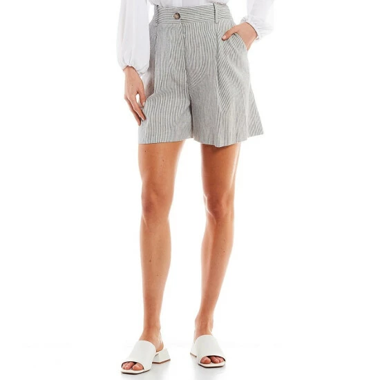 Best deal ???? Alex Marie Reina Stripe Stretch Linen Mid Rise Pleat Front Shorts Navy/ivory ???? 1 Best deal ???? Alex Marie Reina Stripe Stretch Linen Mid Rise Pleat Front Shorts Navy/ivory ????