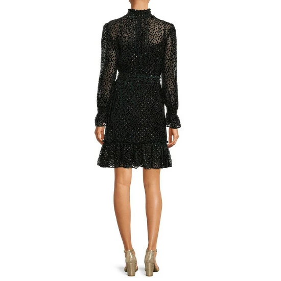 Top 10 ???? Alex Marie Sykler Velvet Burnout Long Sleeve Mock Neck Tiered ???? Dress Teal/gold ✨ 2 Top 10 ???? Alex Marie Sykler Velvet Burnout Long Sleeve Mock Neck Tiered ???? Dress Teal/gold ✨ - Image 2