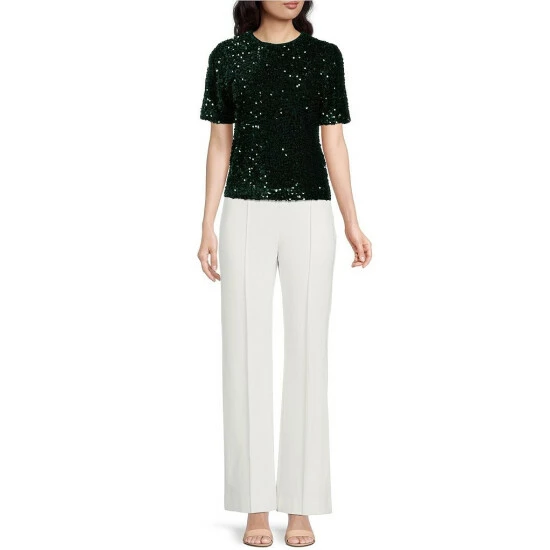 Best Pirce ???? Alex Marie Lia Sequin Crew Neck Short Sleeve Velvet Blouse Black ❤️ 6 Best Pirce ???? Alex Marie Lia Sequin Crew Neck Short Sleeve Velvet Blouse Black ❤️ - Image 6