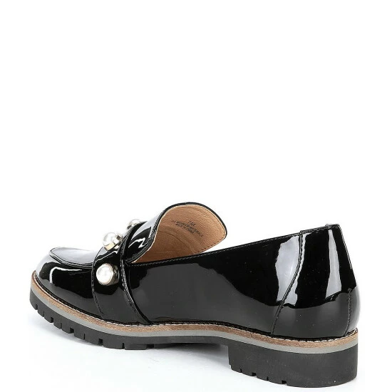 Wholesale ⌛ Alex Marie Garnella Patent Pearl Detail Lug Sole Loafers Black ???? 3 Wholesale ⌛ Alex Marie Garnella Patent Pearl Detail Lug Sole Loafers Black ???? - Image 3