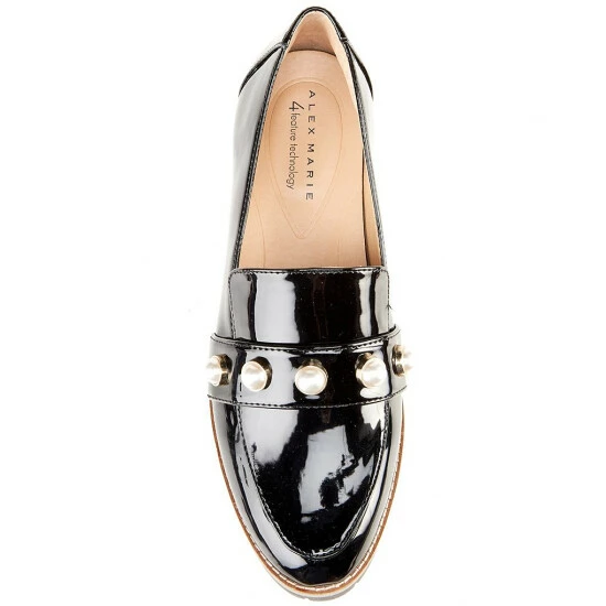 Wholesale ⌛ Alex Marie Garnella Patent Pearl Detail Lug Sole Loafers Black ???? 5 Wholesale ⌛ Alex Marie Garnella Patent Pearl Detail Lug Sole Loafers Black ???? - Image 5
