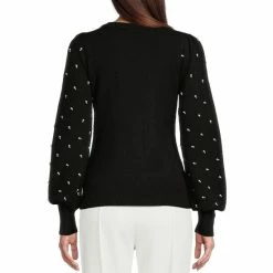 Wholesale ???? Alex Marie Pearl Beaded Long Bishop Sleeve Crew Neck Sweater Ivory ✨ -Alex Marie shop unnamed file 200