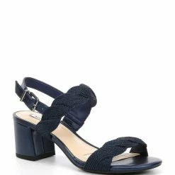 Best Pirce ???? Alex Marie Devah Braided Rope Block Heel ???? Sandals Navy Nova ⭐