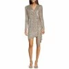 Best deal ???? Alex Marie Milly Sequin Surplice V-Neck Long Sleeve Gathered Waist ???? Dress Silver ????