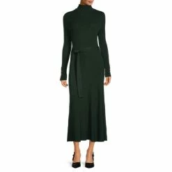 New ???? Alex Marie Tabby Turtleneck Tie Belt Sweater ???? Dress Pine ????