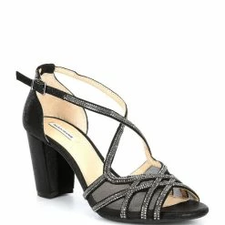 Top 10 ???? Alex Marie Hashleigh Metallic Mesh Jeweled ???? Dress ???? Sandals Black ⌛