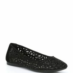Top 10 ???? Alex Marie Altana Suede Laser-Cut Rhinestone Flats Black ⭐