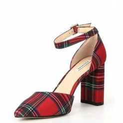 Deals ???? Alex Marie GenevieTwo Plaid 2-Piece Pointy Toe Block Heel Pumps Red/multi ???? -Alex Marie shop unnamed file 286
