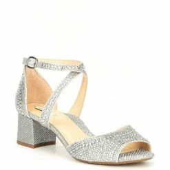 Top 10 ✨ Alex Marie Seyland Rhinestone Cross Strap Ankle Strap Block Heel ???? Sandals Silver ✨