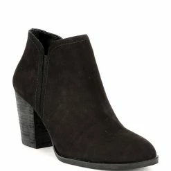 Promo ⭐ Alex Marie Gleneva Nubuck Chelsea Block Heel Booties Black ????