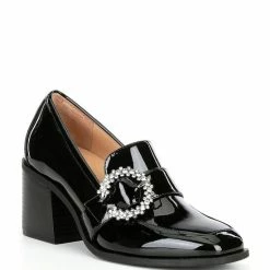 Coupon ⌛ Alex Marie Feller Patent Jewel Buckle Square Toe Loafer Pumps Black ????