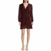Wholesale ✔️ Alex Marie Maren Velvet Animal Print Burnout Surplice V-Neck Long Sleeve Wrap ???? Dress Burgundy ????