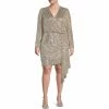Cheap ???? Alex Marie Plus Size Milly Sequin Surplice V-Neck Long Sleeve ???? Dress Silver ????