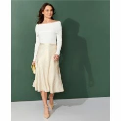 Outlet ⌛ Alex Marie Gracie Metallic Swing ???? Skirt White/gold ???? -Alex Marie shop unnamed file 396