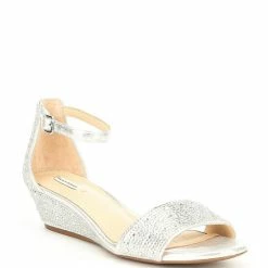 Discount ???? Alex Marie Mairithree Rhinestone Embellished Family Matching Ankle Strap Wedge ???? Sandals Silver ????