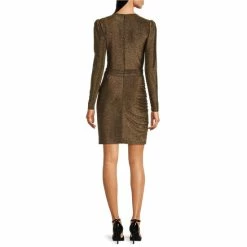 Promo ❤️ Alex Marie Chrissy Metallic Knit Surplice V-Neck Long Sleeve Faux Wrap ???? Dress Black ✨ -Alex Marie shop unnamed file 44