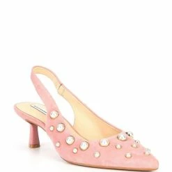 Wholesale ???? Alex Marie Gracie Pearl Embellished Suede Slingback ???? Dress Pumps Black ✨