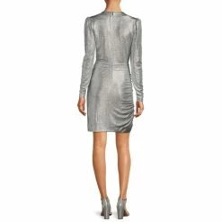 Promo ❤️ Alex Marie Chrissy Metallic Knit Surplice V-Neck Long Sleeve Faux Wrap ???? Dress Black ✨ -Alex Marie shop unnamed file 46