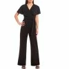 New ???? Alex Marie Beth Crepe V-Neck Short Sleeve Jumpsuit Black ????