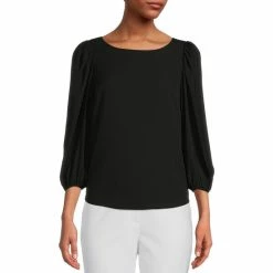 Buy ⭐ Alex Marie Lori Round Neck 3/4 Sleeve Elastic Cuff Blouse Black ???? -Alex Marie shop unnamed file 541