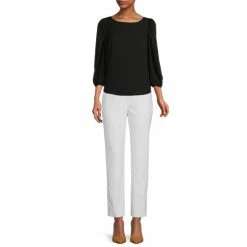 Buy ⭐ Alex Marie Lori Round Neck 3/4 Sleeve Elastic Cuff Blouse Black ???? -Alex Marie shop unnamed file 543