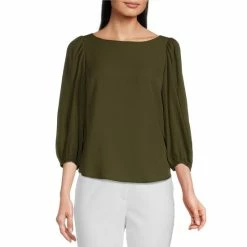 Buy ⭐ Alex Marie Lori Round Neck 3/4 Sleeve Elastic Cuff Blouse Black ???? -Alex Marie shop unnamed file 544