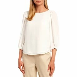 Buy ⭐ Alex Marie Lori Round Neck 3/4 Sleeve Elastic Cuff Blouse Black ???? -Alex Marie shop unnamed file 547